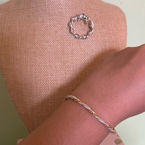 Elegant Silver and Gold Bracelet and silver bow brooch - Picture 2 of 9